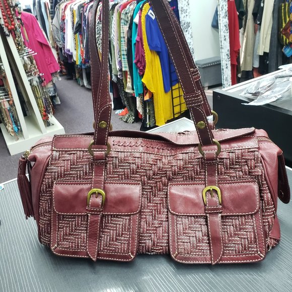 Elliott Lucca Women's Burgundy Leather Handbag - Gently Used As IS - Picture 1 of 9